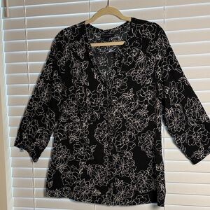 Banana Republic Black and White Floral Blouse